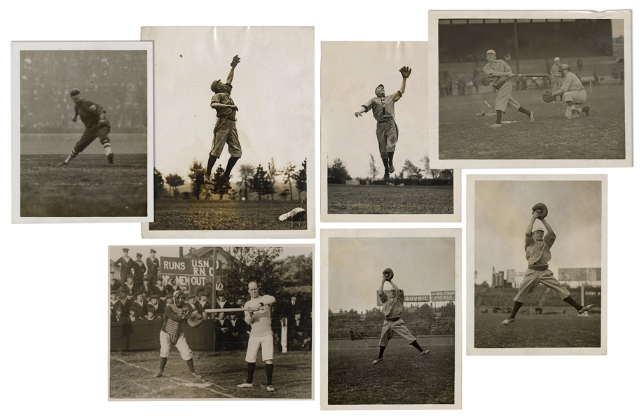  [BASEBALL]. Nine photographs of amateur baseball games. Lon...