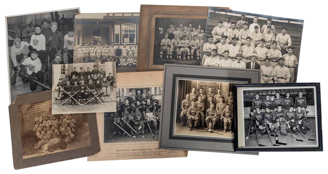  [SPORTS]. Collection of 15 baseball and hockey team photogr...