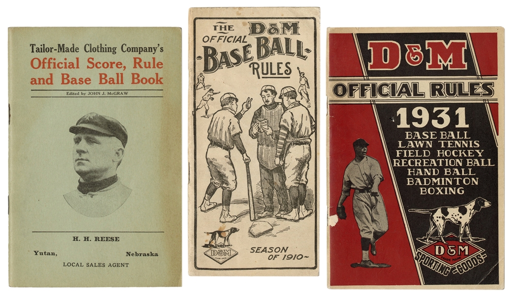  [BASEBALL]. Trio of early 20th century rulebooks. 8vo. Incl...