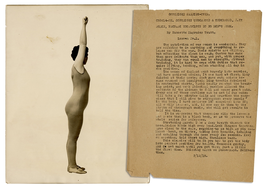  [PHYSICAL CULTURE]. Series of ten photographs of women’s st...