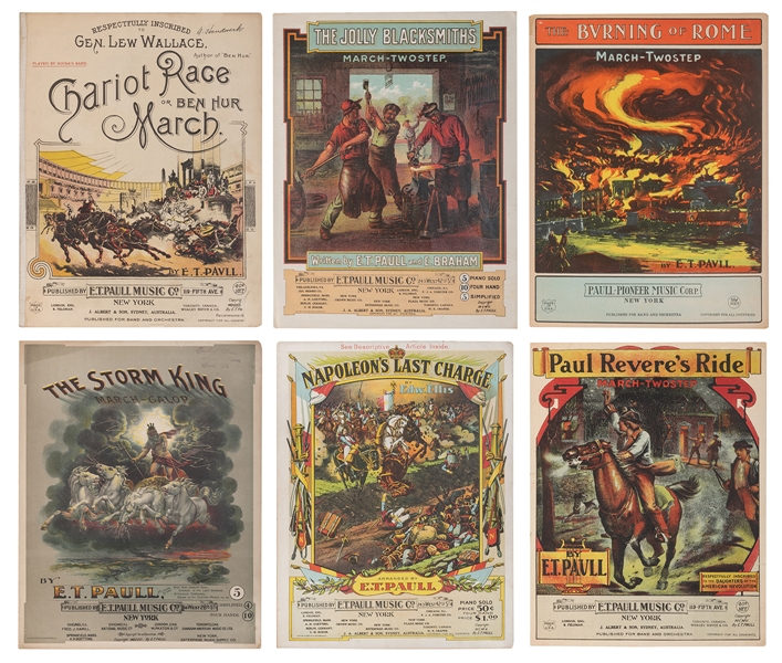  PAULL, E.T. (1858-1924). Group of 6 pieces of sheet music. ...