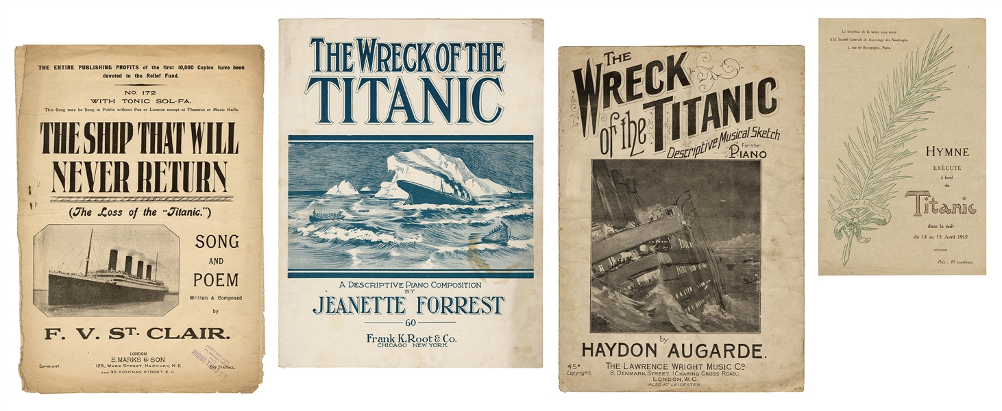  [RMS TITANIC]. Four pieces of Titanic disaster sheet music....