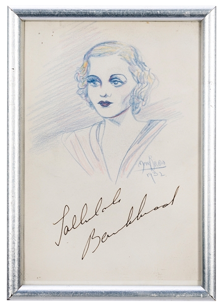  BANKHEAD, Tallulah (1902-1968). Autographed sketch of Tallu...