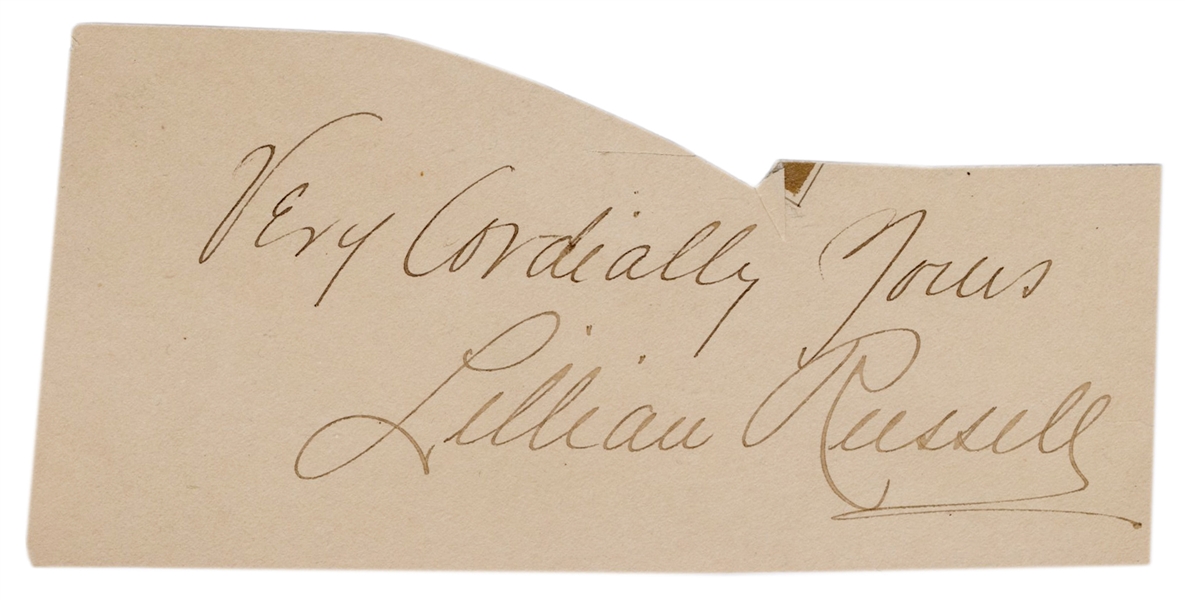  RUSSELL, Lillian (1861-1922). Cut signature and inscription...