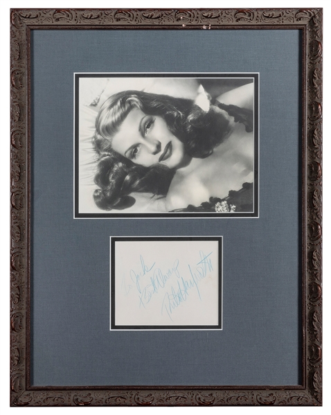  HAYWORTH, Rita (1918–1987). Autograph note signed (“Rita Ha...