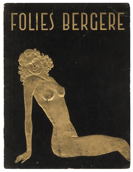  Folies Bergere Program. Paris, ca. 1930s. Black velvet cove...