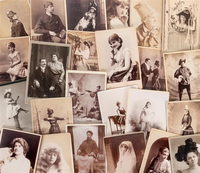  A collection of 52 stage performer cabinet cards. Including...