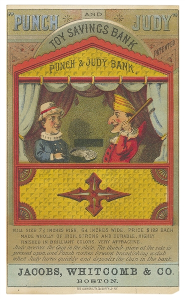 Punch & Judy Mechanical Bank Trade Card. Buffalo, NY: Couri...