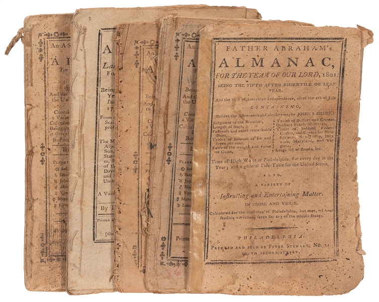  [ALMANAC]. A group of 6 early American almanacs. 1801-1805....