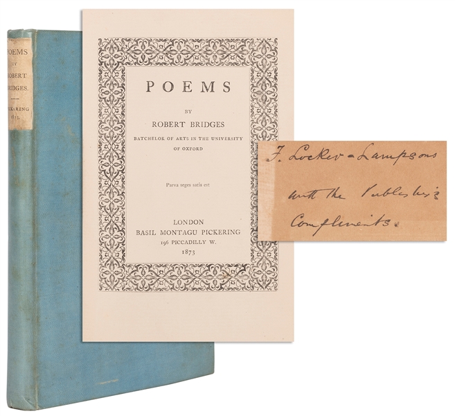  BRIDGES, Robert (1844-1930). Poems. London: Basil Montagu P...