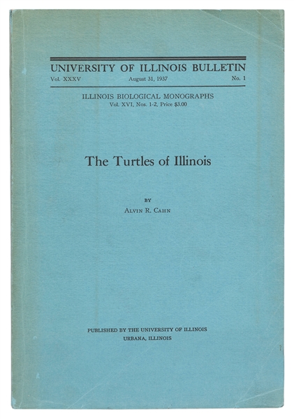  CAHN, Alvin Robert (1892-1971). The Turtles of Illinois. Ur...
