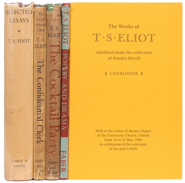  ELIOT, Thomas Sterns (1888-1965). Group of 4 titles. Includ...
