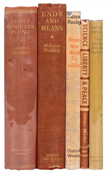  HUXLEY, Aldous (1894-1963). A group of 5 titles. Including:...