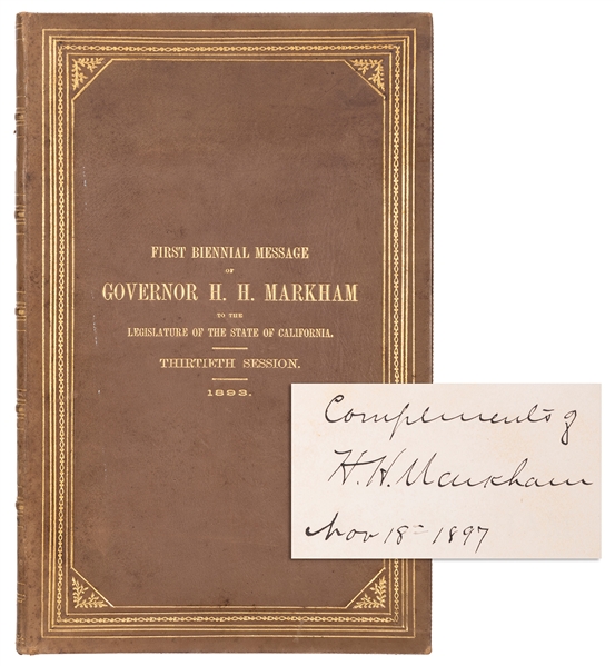  [MARKHAM, Henry Harrison (1840-1923)] First Biennial Messag...