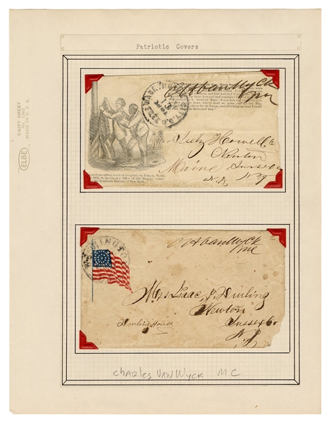  Two 1861 patriotic civil war free frank covers. mailed by U...