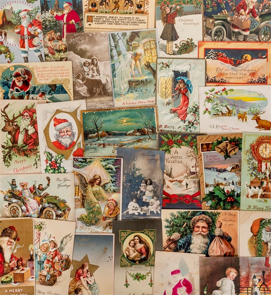  [POSTCARDS]. Over 400 antique Christmas and New Year postca...