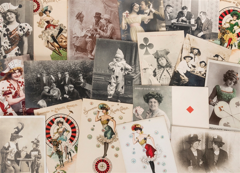  [GAMBLING]. A group of 18 photographs and postcards. Consis...