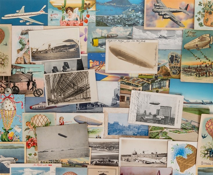  [AVIATION]. Collection of Zeppelin and Airplane Postcards. ...