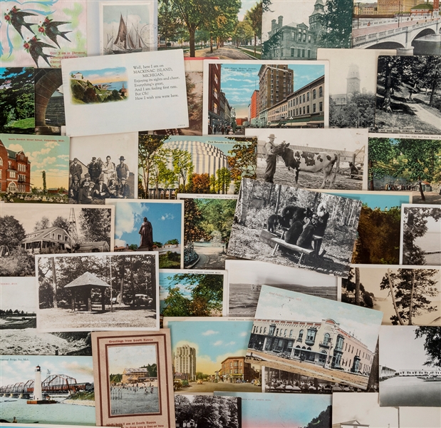  [MICHIGAN]. Extensive Collection of Michigan Postcards. Car...
