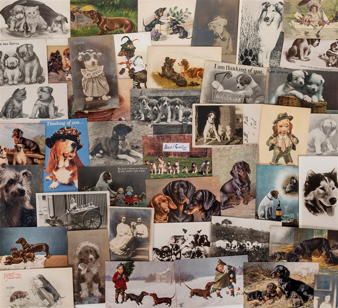  [DOGS]. Vintage Collection of Dogs on Postcards. Collection...