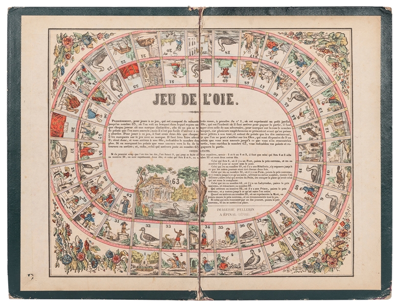  [GAME OF GOOSE]. Jeu de L’Oie. France, ca. 1890s. Hand–colo...