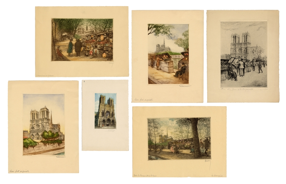  [NOTRE DAME]. A group of 7 etchings. Early 20th century. Si...