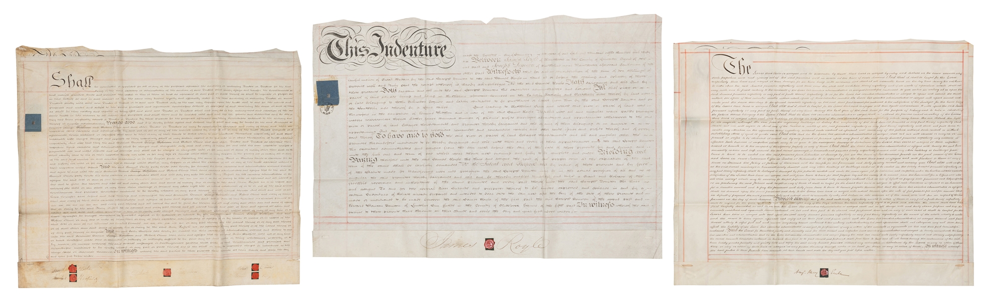  [INDENTURES]. A group of 6 antique Manchester-related inden...