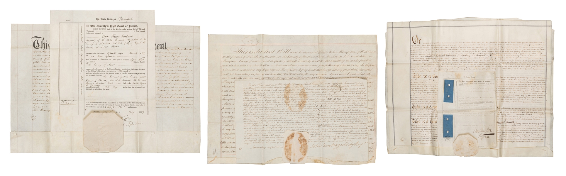  [INDENTURES]. A group of 5 probate documents on vellum. Bri...