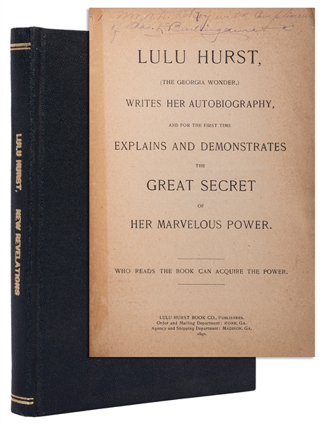  HURST, Lulu (1869-1950). Lulu Hurst (The Georgia Wonder) Wr...