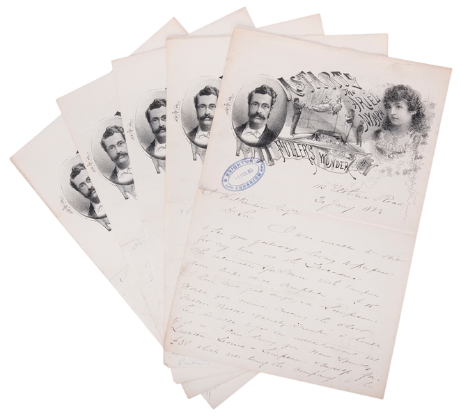  [LEVITATION] FULLER, J. Five ALSs on Pictorial Letterhead A...