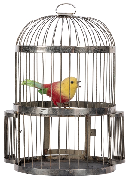  Production Bird in Cage. European, 1920s. A domed-top bird ...