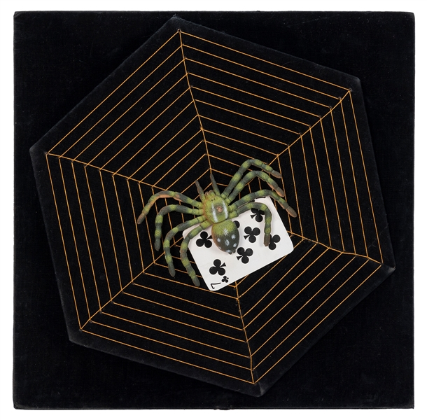  Card Spider. European[?], 1980s. A spider’s web is spun and...