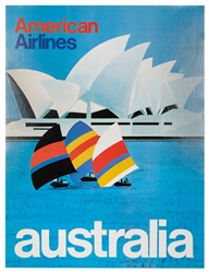  American Airlines / Australia. USA, ca. 1970s. Vibrant airl...