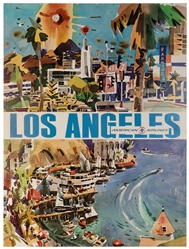  American Airlines / Los Angeles. 1960s. Lithograph travel p...