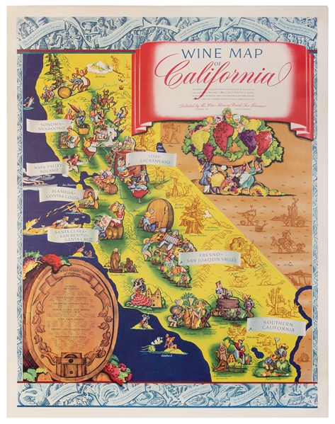  TAYLOR WHITE, Ruth (1899-?). Wine Map of California. San Fr...