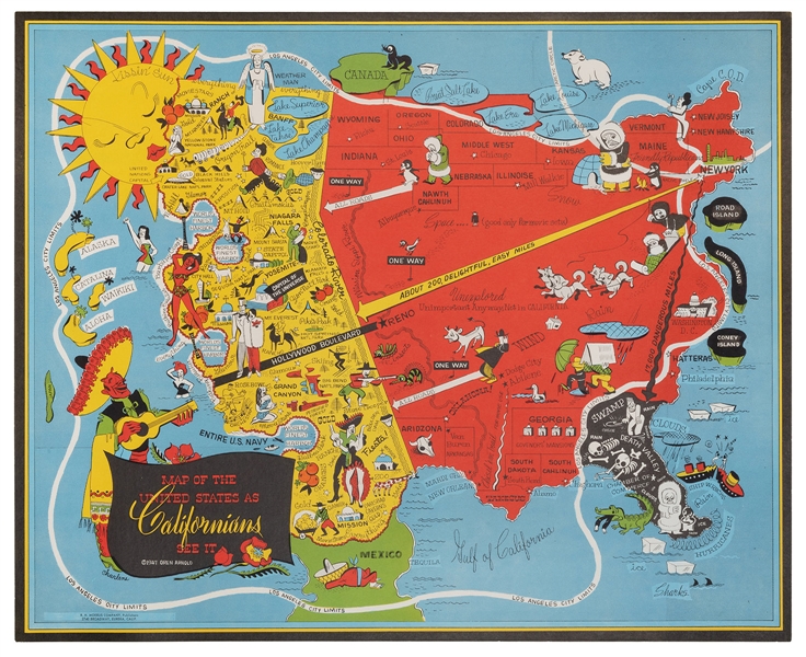  ARNOLD, Oren. Map of the United States as Californians See ...