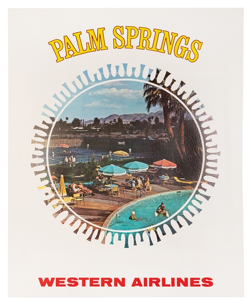 Palm Springs / Western Airlines. 1970s. Photographic poster...