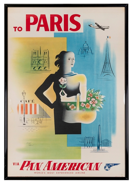  CARLU, Jean (1900-1997). To Paris / via Pan American. 1954....