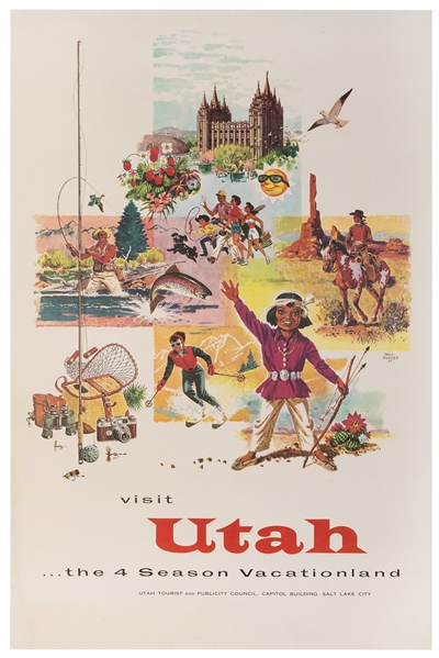  CLOWES, Paul. Visit Utah / The 4 Season Vacationland. 1957....