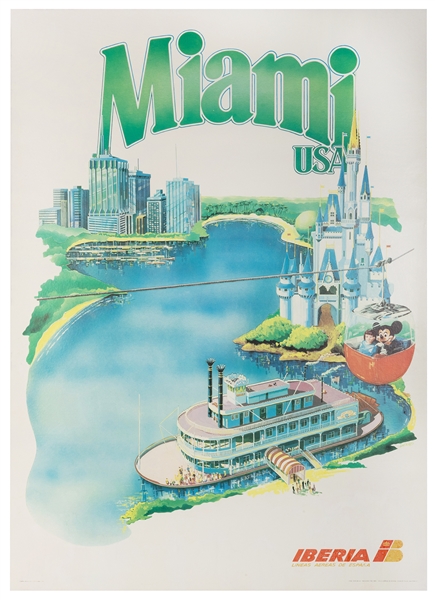  [DISNEY]. Iberia / Miami USA. 1985. Poster advertising trav...