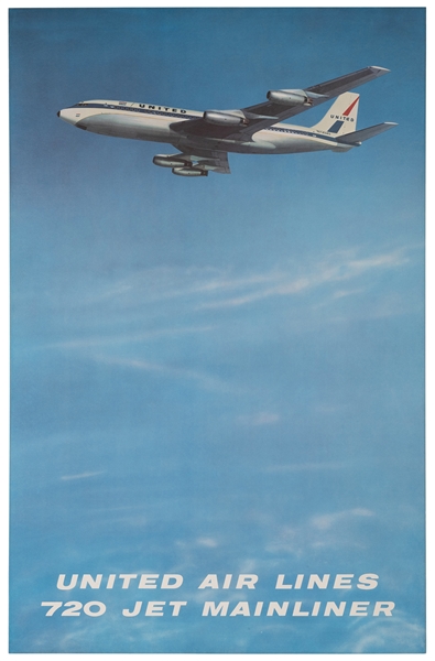  United Air Lines / 720 Jet Mainliner. Circa 1960. Poster in...