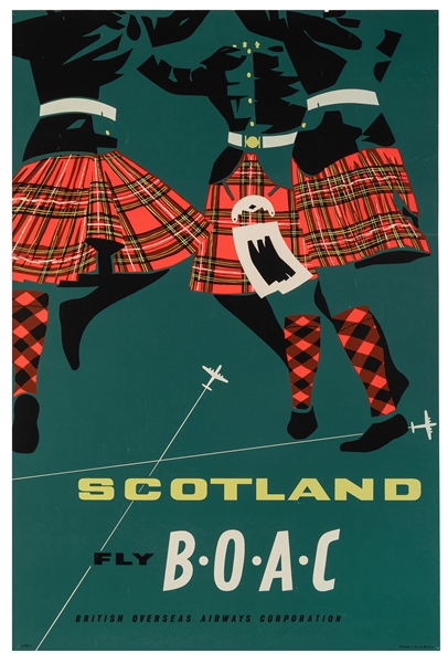  Scotland / Fly BOAC. Great Britain, ca. 1959. Silkscreen ai...