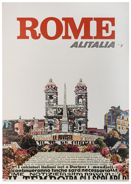  Alitalia / Rome. 1966. Collage travel poster of Rome’s city...