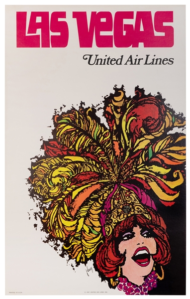  JEBARY. Las Vegas / United Air Lines. 1967. Airline poster ...
