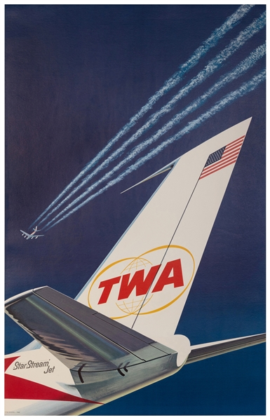  TWA / Star Stream Jet. Circa 1960. Offset lithograph poster...