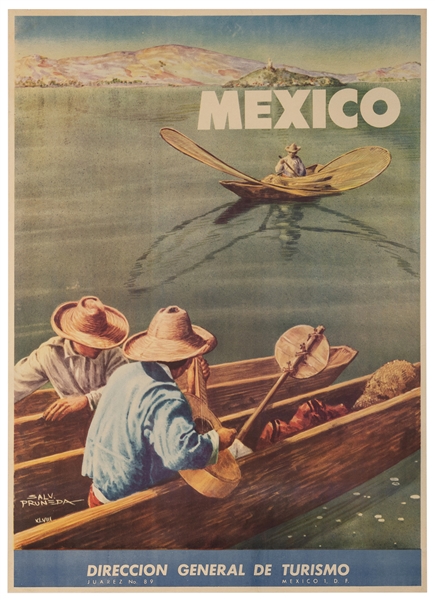  PRUNEDA, Salvador. Mexico. 1948. Tourism poster showing men...