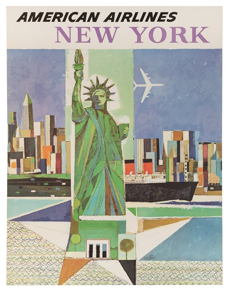  WEBBER. American Airlines / New York. 1960s. Poster with th...