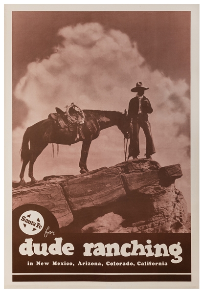 Santa Fe for Dude Ranching. Circa 1940s. Photographic railr...