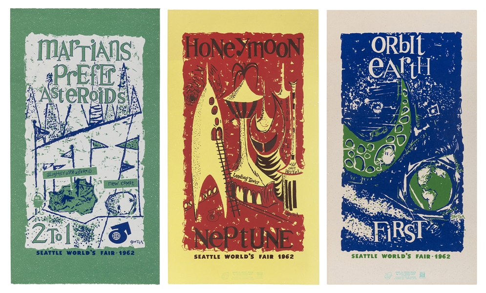  [SEATTLE] GRETTA. Trio of Seattle World’s Fair 1962 posters...