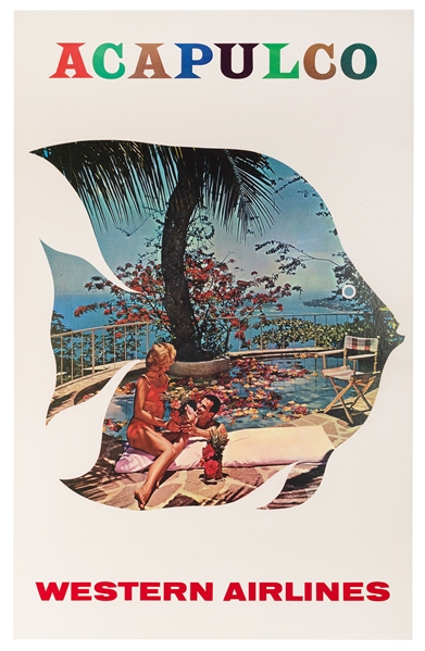  Acapulco / Western Airlines. Circa 1970s. Tourists lounge a...